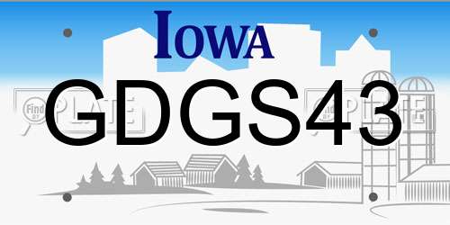GDGS43 Iowa License Plate