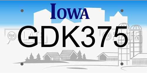 GDK375 Iowa License Plate