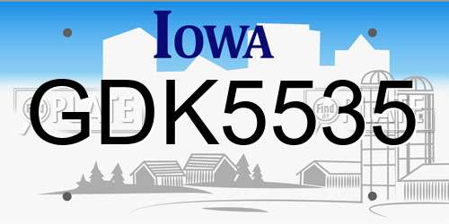 GDK5535 Iowa License Plate