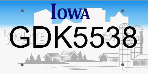 GDK5538 Iowa License Plate