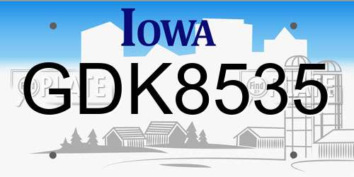 GDK8535 Iowa License Plate