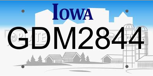 GDM2844 Iowa License Plate