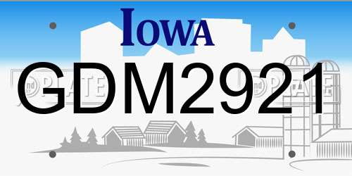 GDM2921 Iowa License Plate