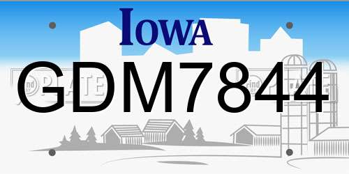 GDM7844 Iowa License Plate