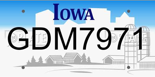 GDM7971 Iowa License Plate