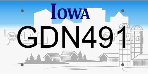 GDN491 Iowa License Plate