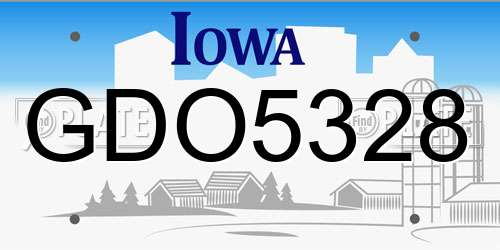 GDO5328 Iowa License Plate