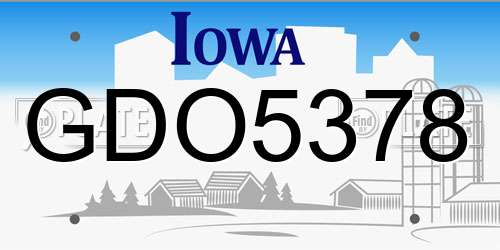 GDO5378 Iowa License Plate