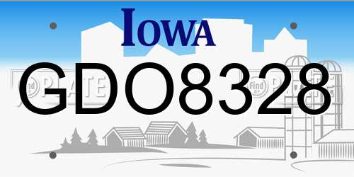 GDO8328 Iowa License Plate