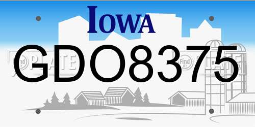 GDO8375 Iowa License Plate