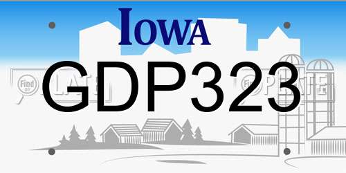 GDP323 Iowa License Plate
