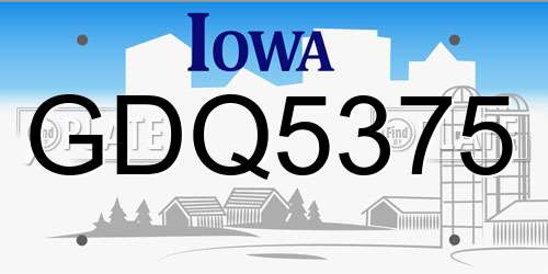 GDQ5375 Iowa License Plate