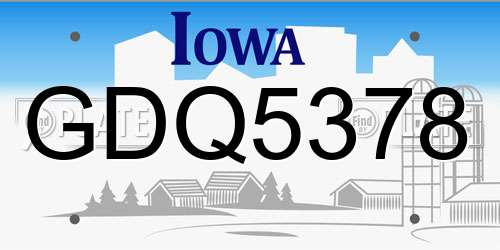 GDQ5378 Iowa License Plate