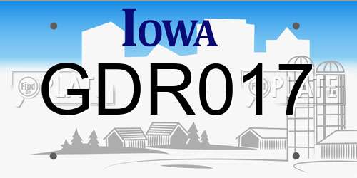 GDR017 Iowa License Plate