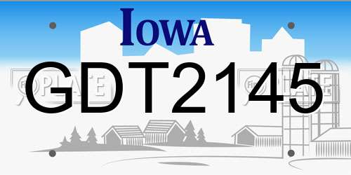 GDT2145 Iowa License Plate