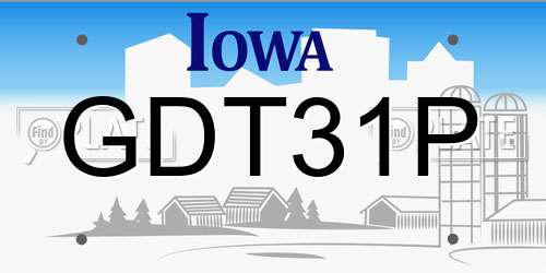 GDT31P Iowa License Plate