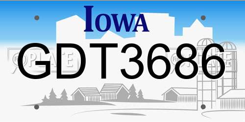GDT3686 Iowa License Plate