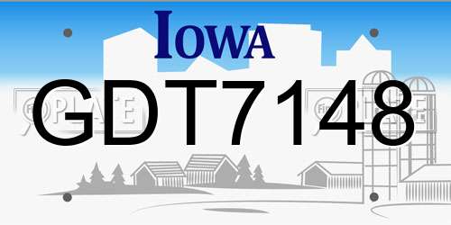 GDT7148 Iowa License Plate