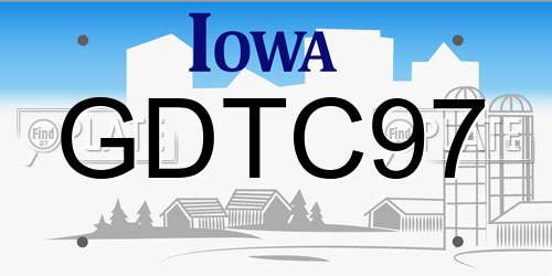 GDTC97 Iowa License Plate