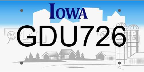 GDU726 Iowa License Plate