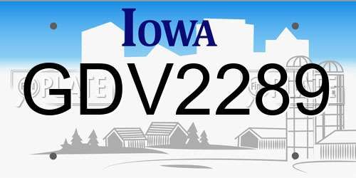 GDV2289 Iowa License Plate