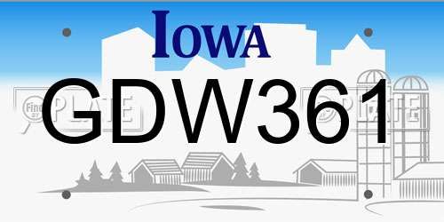 GDW361 Iowa License Plate