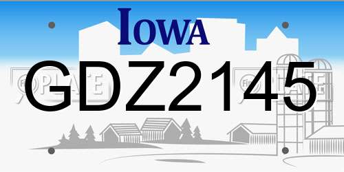 GDZ2145 Iowa License Plate