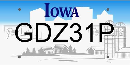 GDZ31P Iowa License Plate