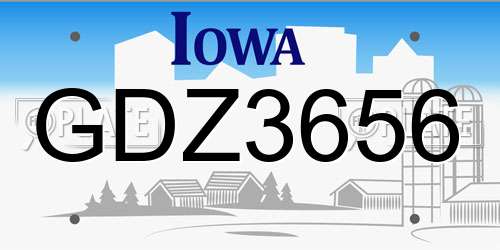 GDZ3656 Iowa License Plate