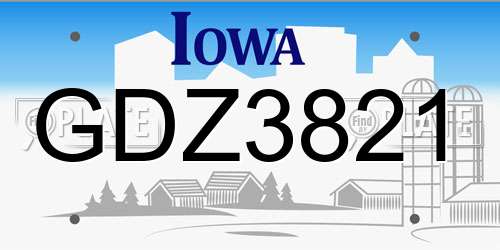 GDZ3821 Iowa License Plate