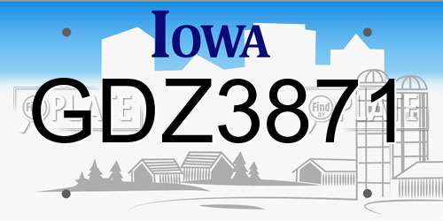 GDZ3871 Iowa License Plate