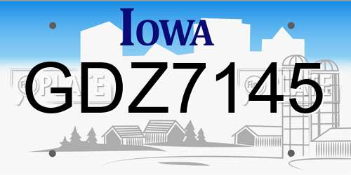 GDZ7145 Iowa License Plate