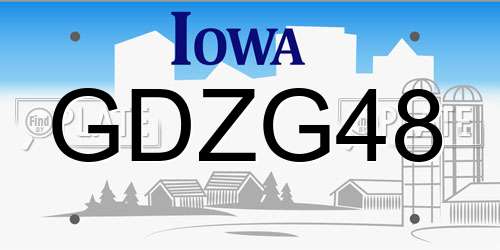 GDZG48 Iowa License Plate