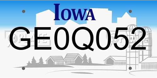 GE0Q052 Iowa License Plate