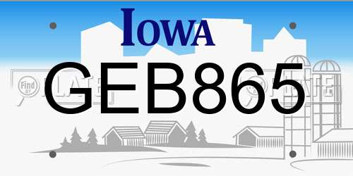 GEB865 Iowa License Plate