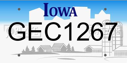 GEC1267 Iowa License Plate