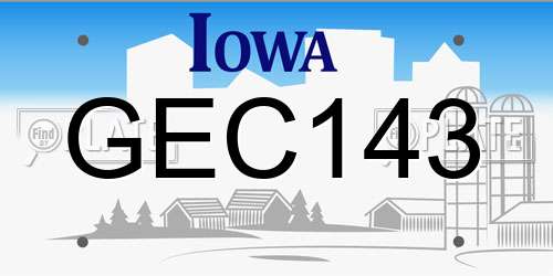 GEC143 Iowa License Plate