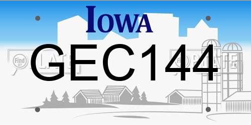 GEC144 Iowa License Plate