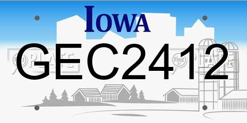 GEC2412 Iowa License Plate