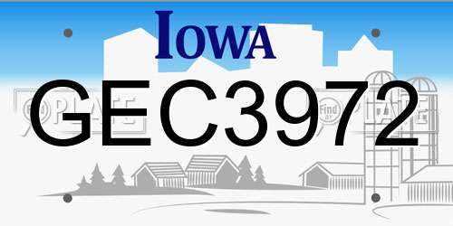 GEC3972 Iowa License Plate