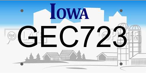 GEC723 Iowa License Plate