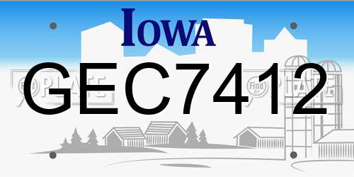 GEC7412 Iowa License Plate