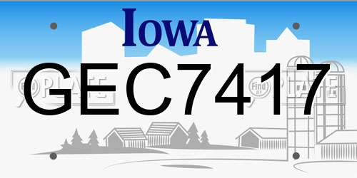 GEC7417 Iowa License Plate
