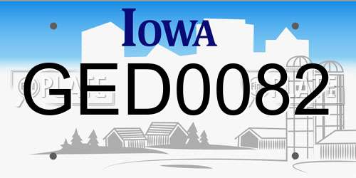 GED0082 Iowa License Plate