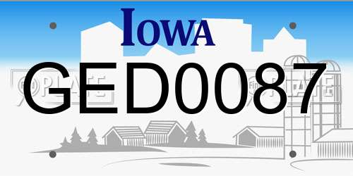 GED0087 Iowa License Plate