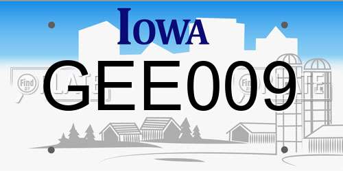 GEE009 Iowa License Plate