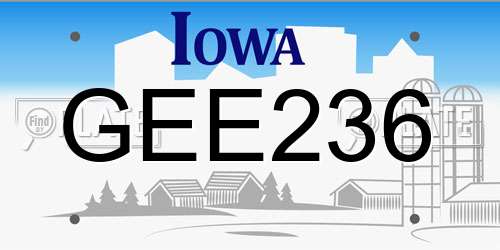 GEE236 Iowa License Plate