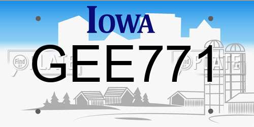 GEE771 Iowa License Plate