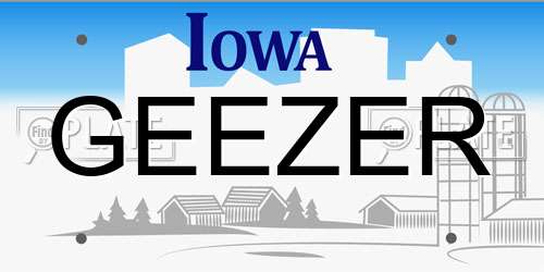 GEEZER Iowa License Plate