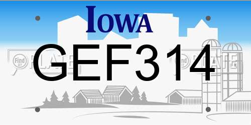 GEF314 Iowa License Plate